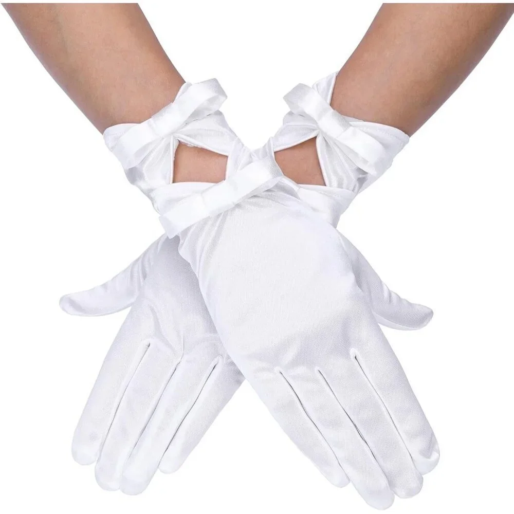 Women's Special White #2 Short Satin Gloves Formal Dress Wedding Dancing